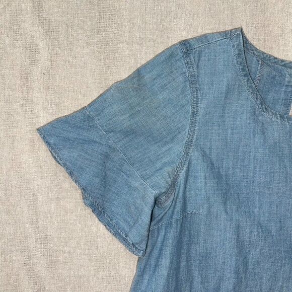 Madewell Chambray Bow Back Dress Blue - Medium - Picture 8 of 11